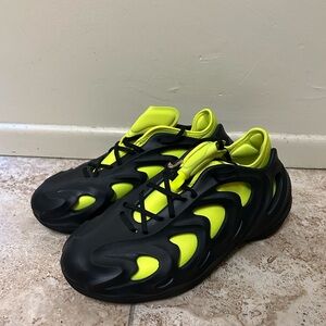 adidas Adi Fom Q Lace Up  Mens Black, Yellow Sneakers Casual Shoes IE7385